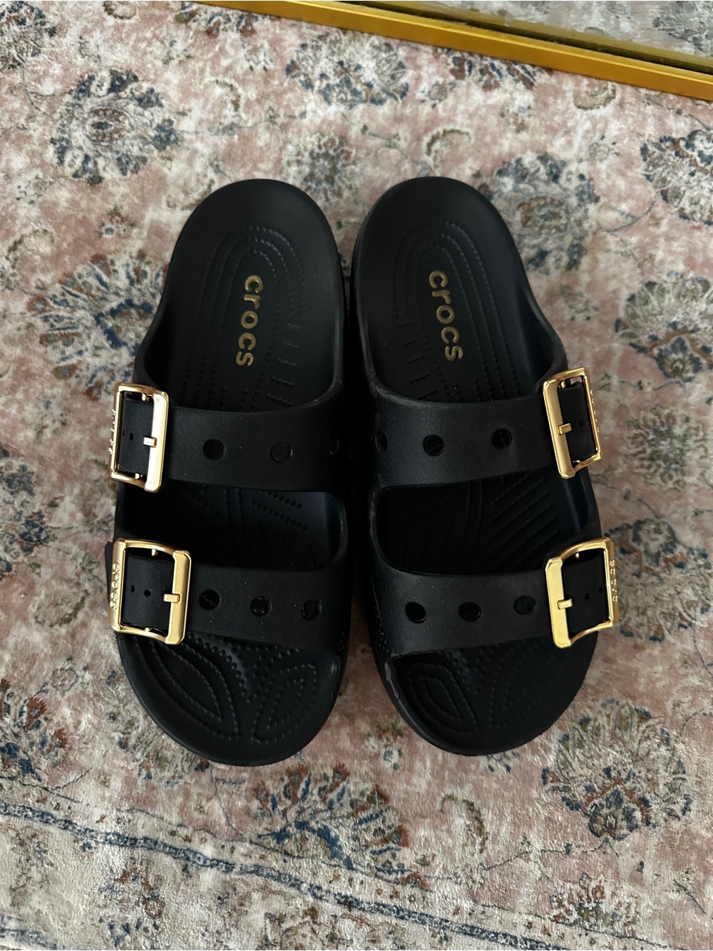 Crocs Saturday Sandals with Gold Buckle
